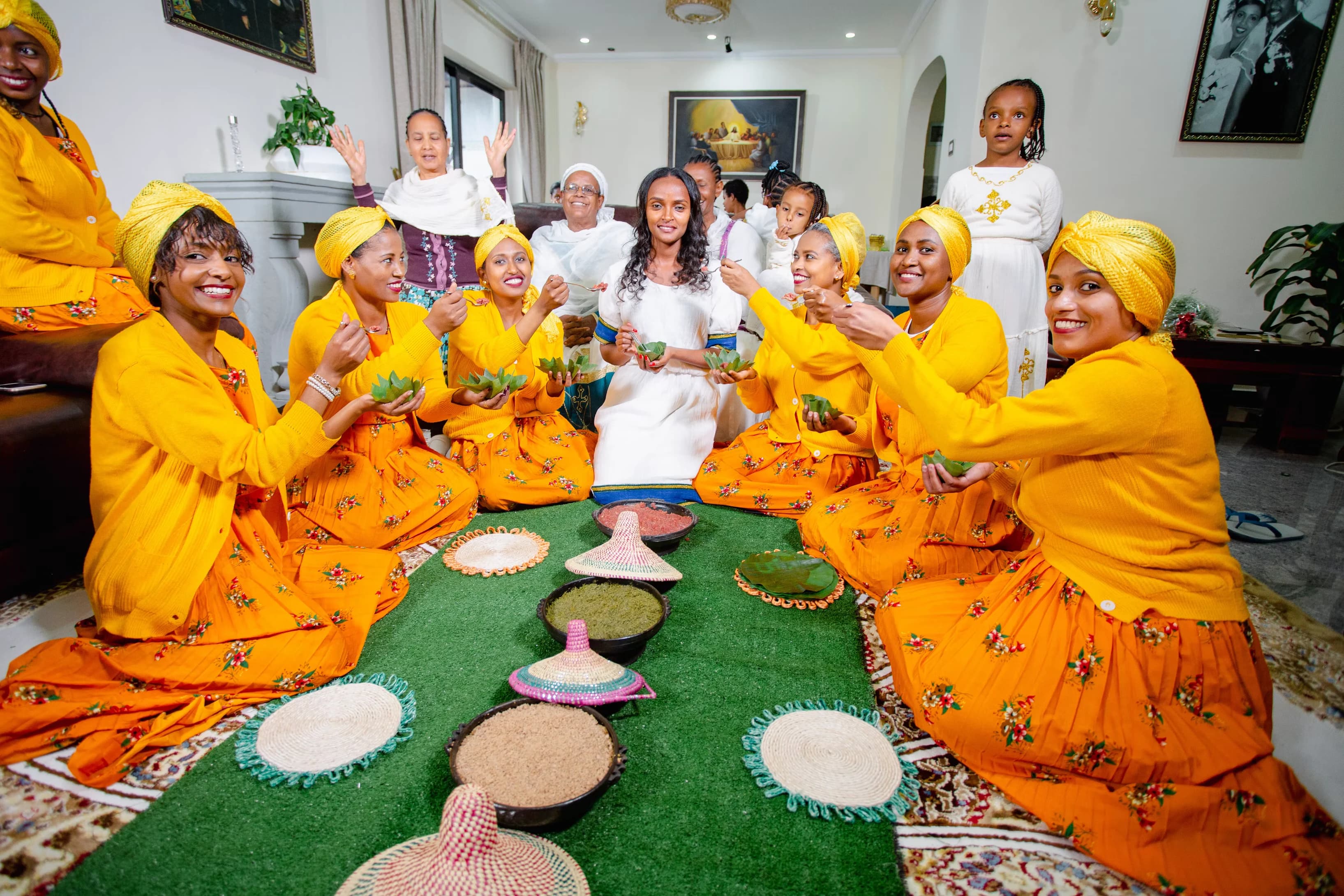People gathered around a fire at night